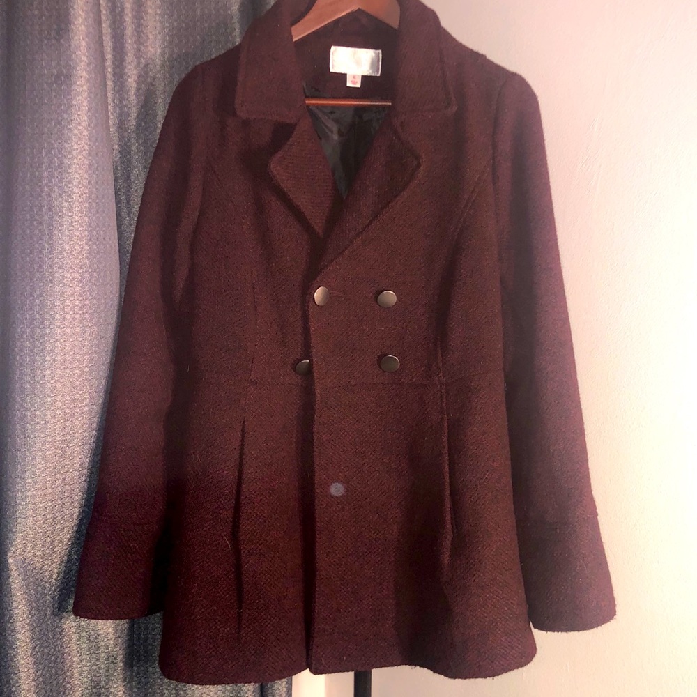 Xhilaration Maroon Pea Coat NWOT